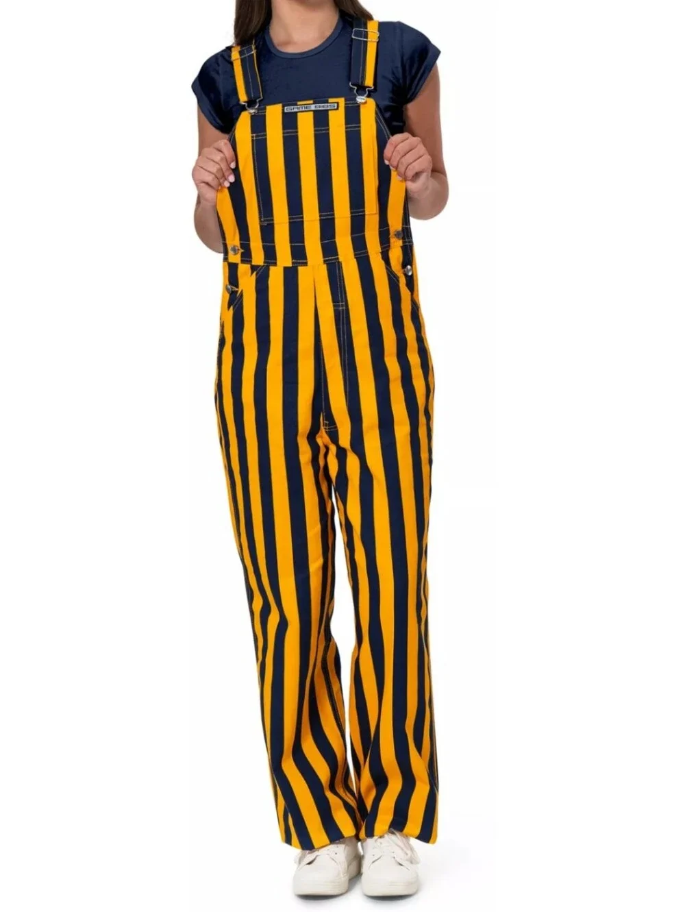 Game Bibs Overall Striped Unisex Blue Yellow